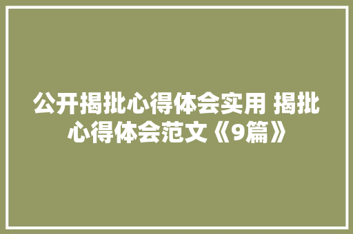 公开揭批心得体会实用 揭批心得体会范文《9篇》 担保书
