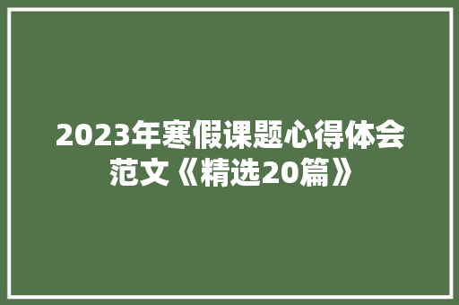 2023年寒假课题心得体会范文《精选20篇》 面试技巧