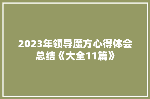 2023年领导魔方心得体会总结《大全11篇》 保证书