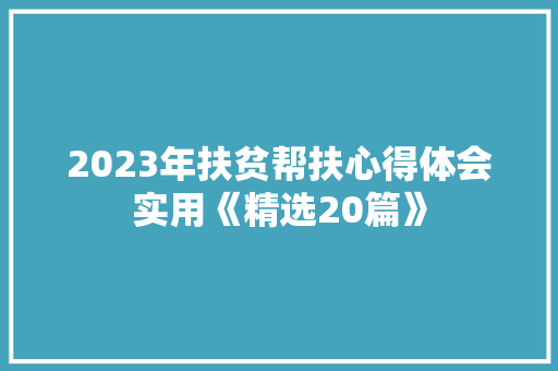 2023年扶贫帮扶心得体会实用《精选20篇》 教育论文