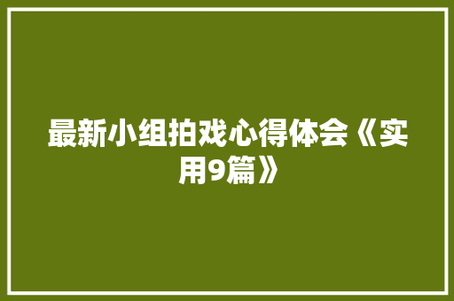 最新小组拍戏心得体会《实用9篇》 管理论文