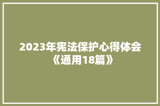 2023年宪法保护心得体会《通用18篇》 策划方案