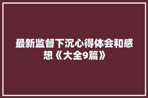 最新监督下沉心得体会和感想《大全9篇》 计算机论文