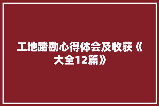 工地踏勘心得体会及收获《大全12篇》 计算机论文