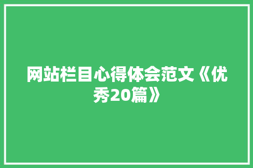 网站栏目心得体会范文《优秀20篇》 计算机论文