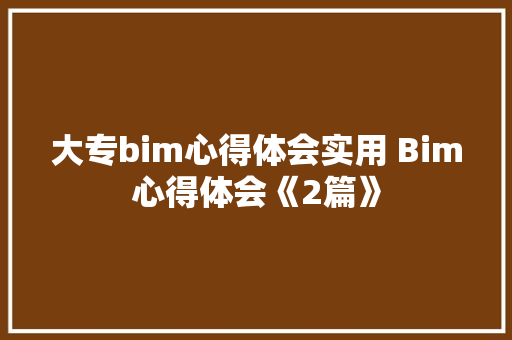 大专bim心得体会实用 Bim心得体会《2篇》 担保书
