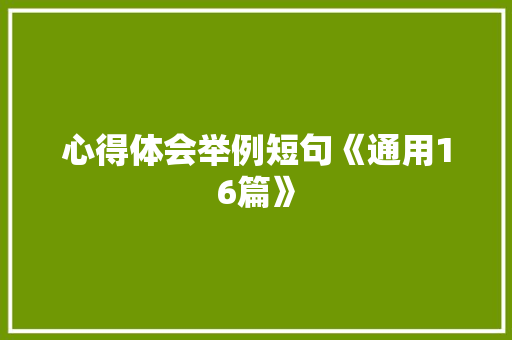 心得体会举例短句《通用16篇》 表扬书