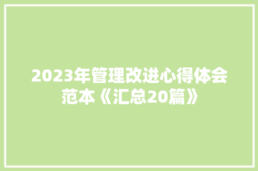 2023年管理改进心得体会范本《汇总20篇》 条剧书信