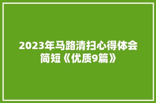 2023年马路清扫心得体会简短《优质9篇》 简历资料