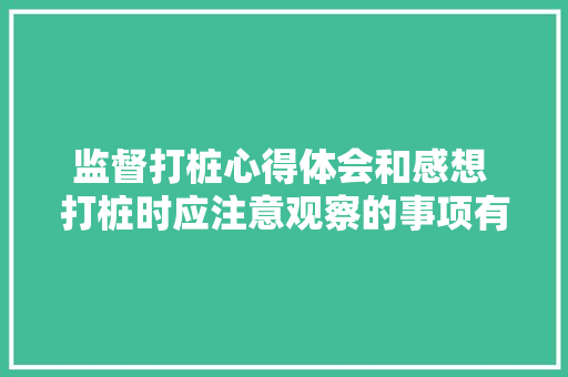 监督打桩心得体会和感想 打桩时应注意观察的事项有什么《五篇》 计算机论文