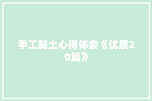 手工黏土心得体会《优质20篇》 毕业设计