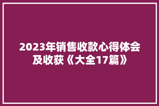2023年销售收款心得体会及收获《大全17篇》 承诺书