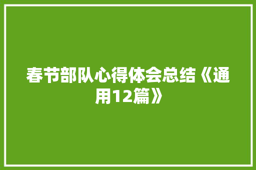 春节部队心得体会总结《通用12篇》 社会论文