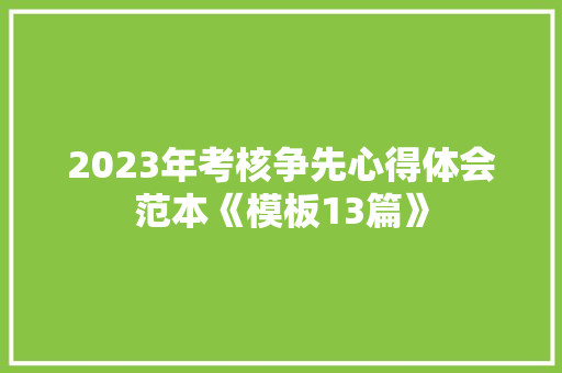 2023年考核争先心得体会范本《模板13篇》 英文简历