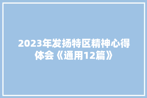 2023年发扬特区精神心得体会《通用12篇》 担保书