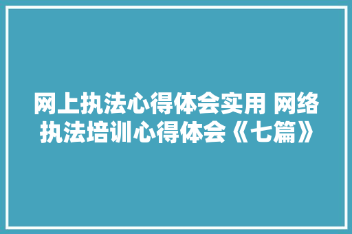 网上执法心得体会实用 网络执法培训心得体会《七篇》 简历资料