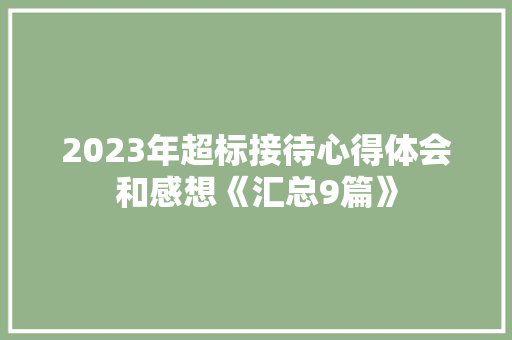 2023年超标接待心得体会和感想《汇总9篇》 面试技巧