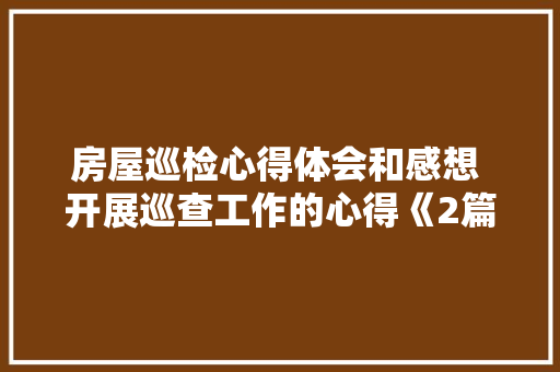房屋巡检心得体会和感想 开展巡查工作的心得《2篇》 英文简历