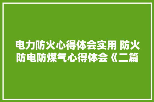 电力防火心得体会实用 防火防电防煤气心得体会《二篇》 英文简历