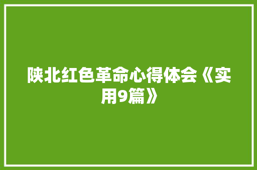 陕北红色革命心得体会《实用9篇》 策划方案