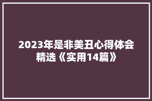 2023年是非美丑心得体会精选《实用14篇》 简历