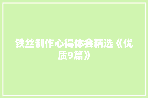 铁丝制作心得体会精选《优质9篇》 计算机论文