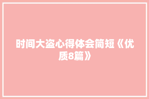 时间大盗心得体会简短《优质8篇》 公证书