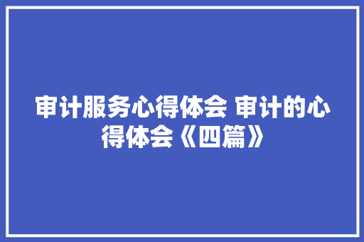 审计服务心得体会 审计的心得体会《四篇》 论文
