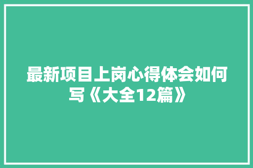 最新项目上岗心得体会如何写《大全12篇》 保证书