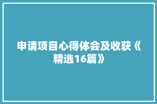 申请项目心得体会及收获《精选16篇》 公证书