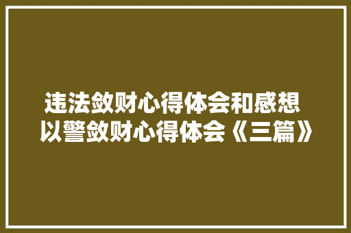 违法敛财心得体会和感想 以警敛财心得体会《三篇》 社会论文