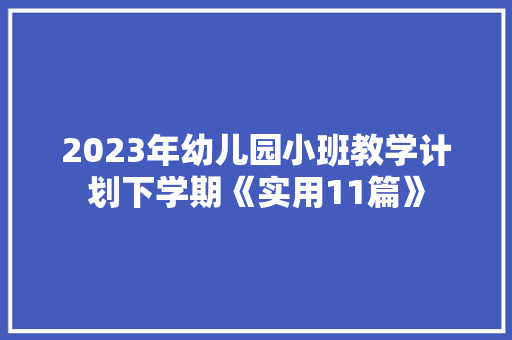 2023年幼儿园小班教学计划下学期《实用11篇》 策划方案