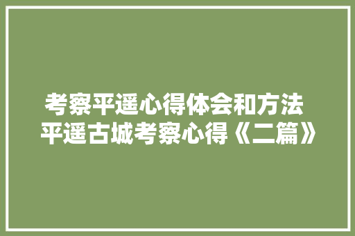 考察平遥心得体会和方法 平遥古城考察心得《二篇》 社会论文