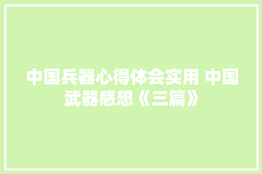 中国兵器心得体会实用 中国武器感想《三篇》 承诺书