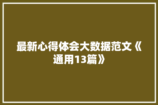 最新心得体会大数据范文《通用13篇》 管理论文