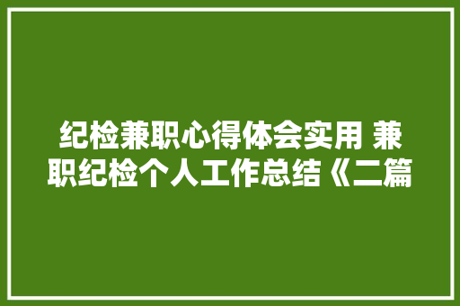 纪检兼职心得体会实用 兼职纪检个人工作总结《二篇》 承诺书