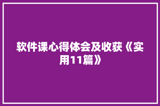 软件课心得体会及收获《实用11篇》 担保书