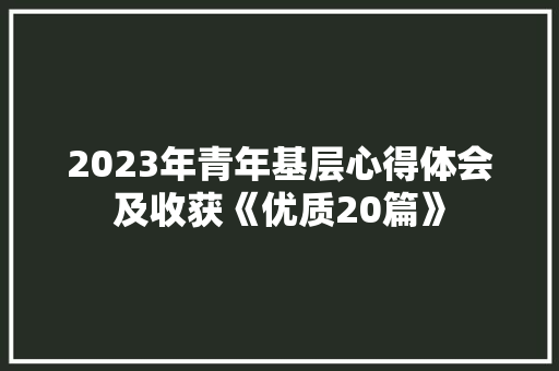 2023年青年基层心得体会及收获《优质20篇》 简历资料