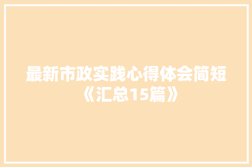 最新市政实践心得体会简短《汇总15篇》 面试技巧