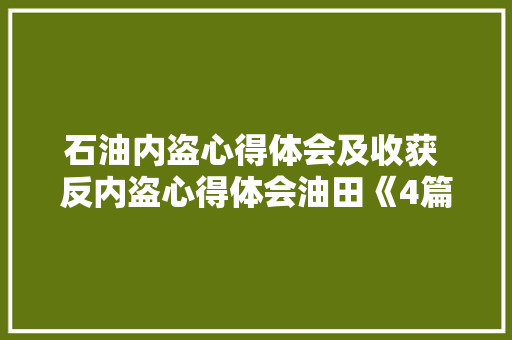 石油内盗心得体会及收获 反内盗心得体会油田《4篇》 计算机论文
