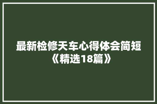 最新检修天车心得体会简短《精选18篇》 教育论文