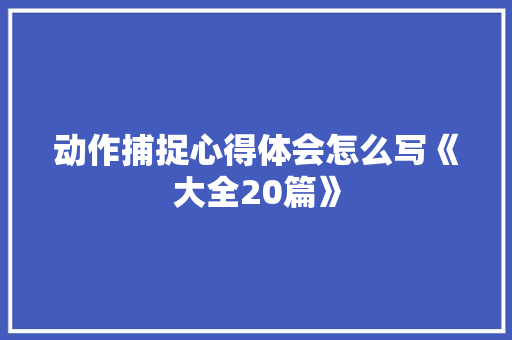动作捕捉心得体会怎么写《大全20篇》 公证书
