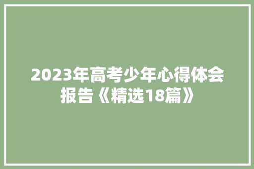 2023年高考少年心得体会报告《精选18篇》 英文简历