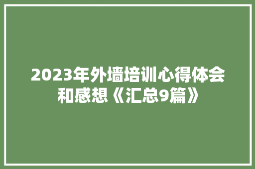 2023年外墙培训心得体会和感想《汇总9篇》 表扬书