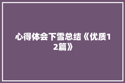 心得体会下雪总结《优质12篇》 公证书