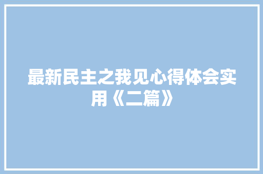 最新民主之我见心得体会实用《二篇》 个人简历