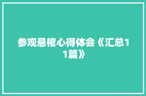 参观悬棺心得体会《汇总11篇》 表扬书