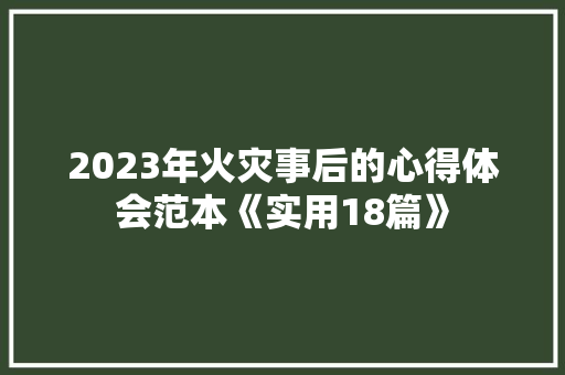 2023年火灾事后的心得体会范本《实用18篇》 个人写作