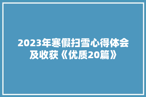 2023年寒假扫雪心得体会及收获《优质20篇》 保证书