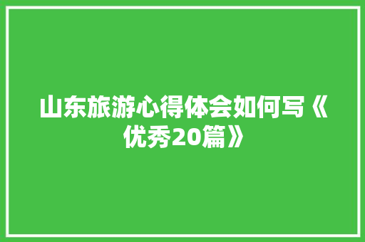 山东旅游心得体会如何写《优秀20篇》 社会论文